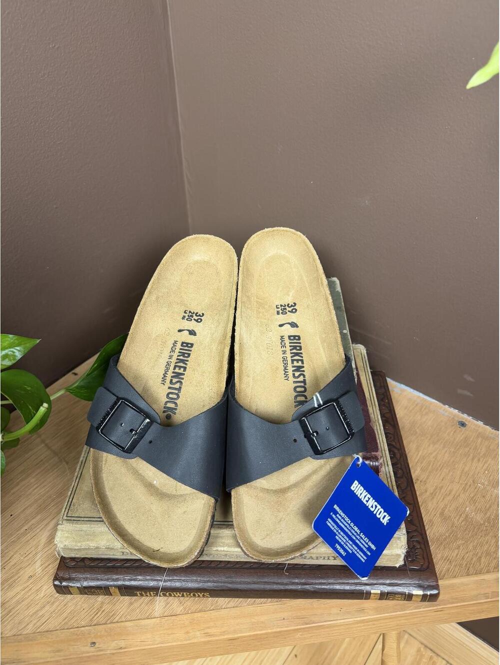 Birkenstock Madrid Black Birko-Flor Sandals EU 39 US 8 NWT No Box
